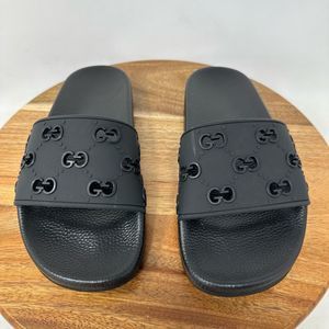 Gucci Rubber GG Monogram Perforated Slide -Womens- Size 38- Black- Casual Shoes